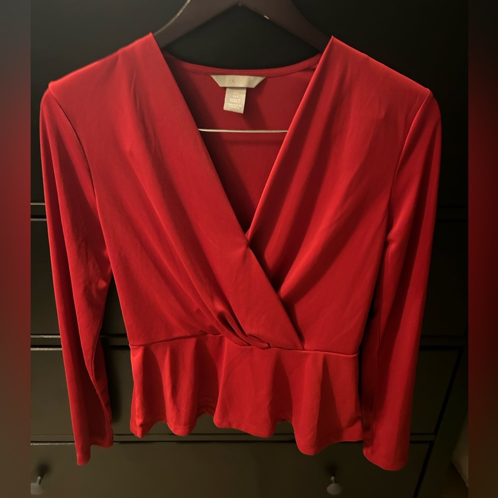 Red peplum blouse (size:S)